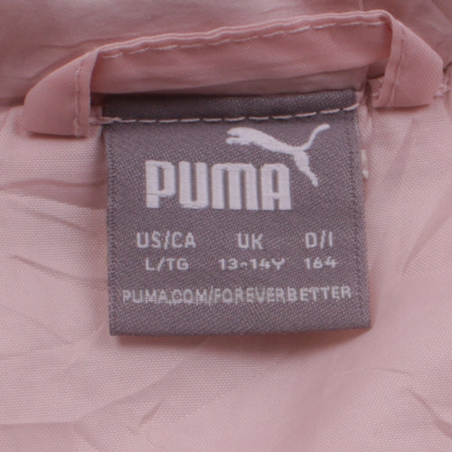 Puma Girls Pink Puffer Jacket 13-14 Years Quilted Full Zip Winter Coat