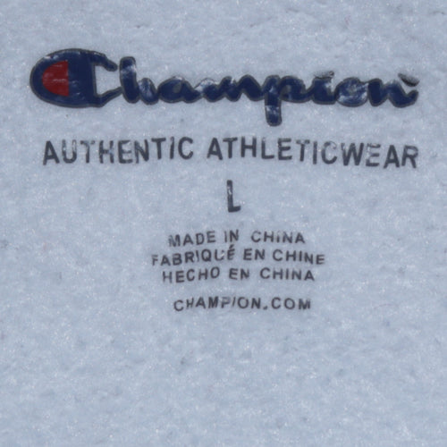 Champion Women White Pullover Hoodie L Logo Embroidered Comfortable
