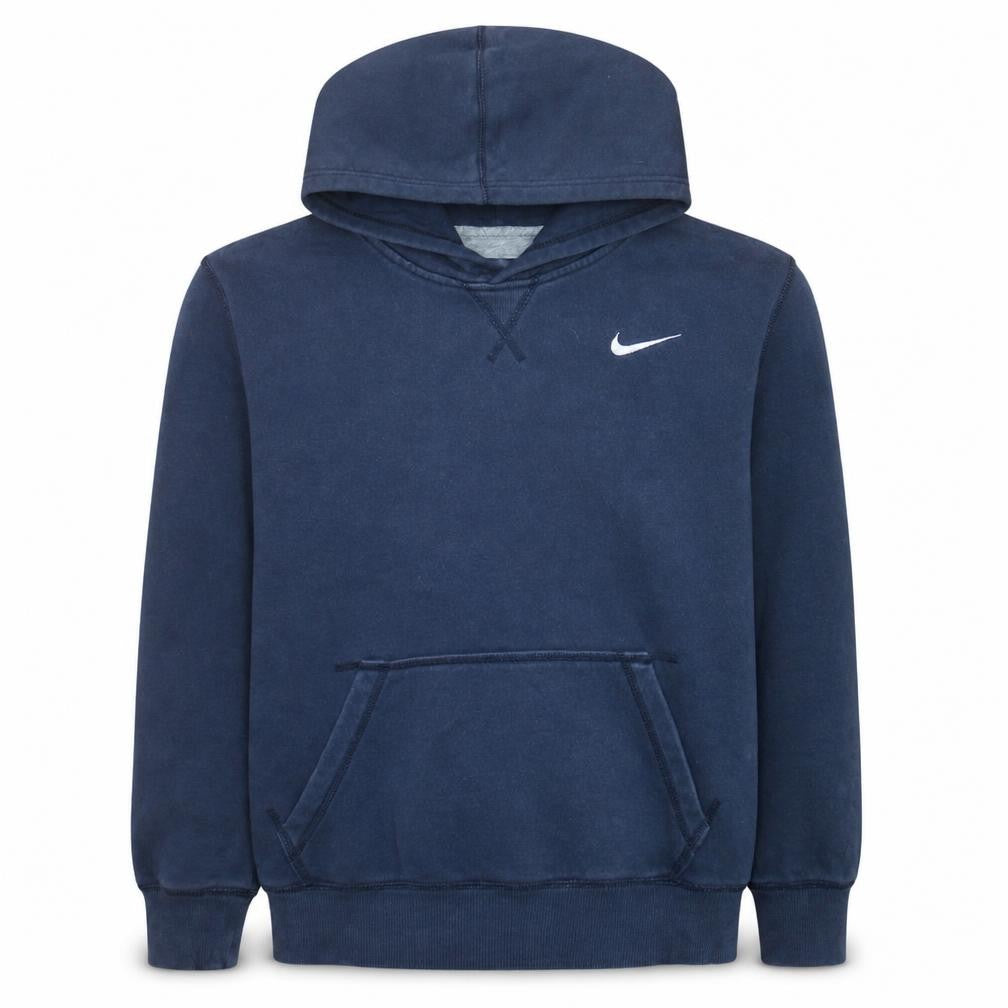 Front view of Nike boys’ blue xl pullover hoodie hooded sweatshirt with logo