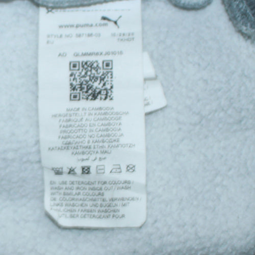 Puma Men's Grey Pullover Hoodie Size S Regular Fit Fleece Sweatshirt