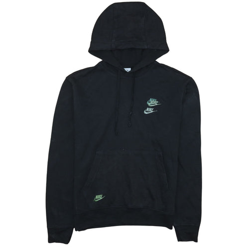 Nike Mens Black Small Pullover Hoodie with Green Embroidered Logo