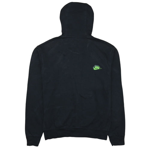 Nike Mens Black Small Pullover Hoodie with Green Embroidered Logo