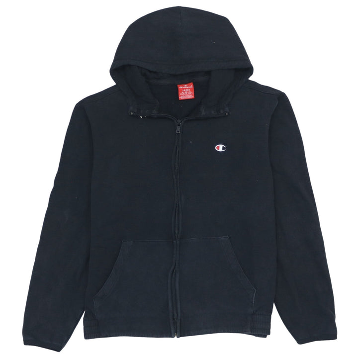 Champion Men's Black Full Zip Hoodie Size L Fleece Logo Sportswear
