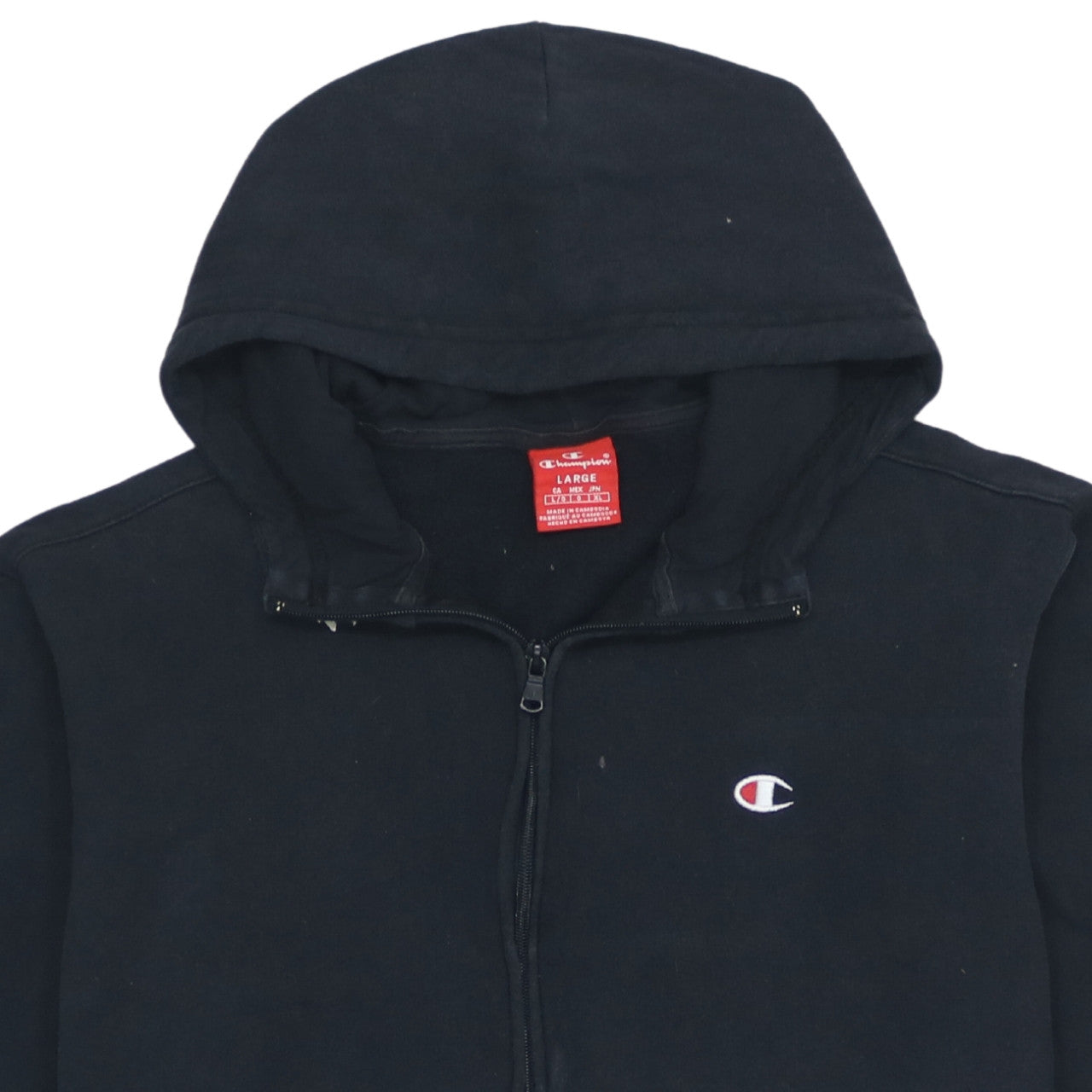 Champion Men's Black Full Zip Hoodie Size L Fleece Logo Sportswear