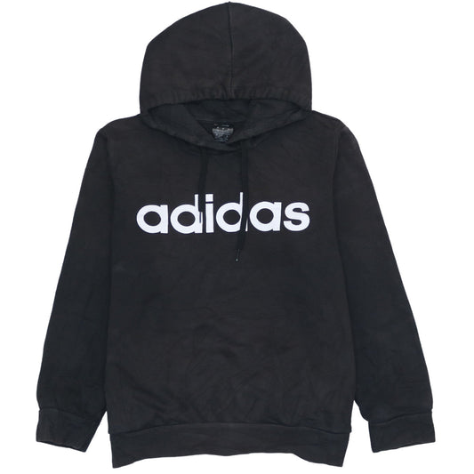 Adidas Womens Black Pullover Hoodie L 16-18 Logo Hooded Sweatshirt