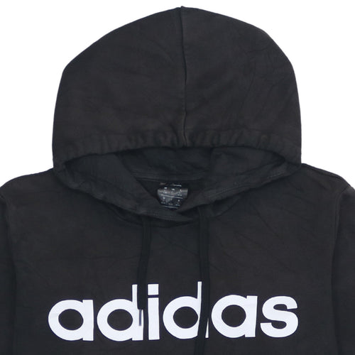 Adidas Womens Black Pullover Hoodie L 16-18 Logo Hooded Sweatshirt