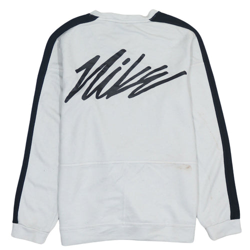 Nike Men's White Dri-Fit Pullover Sweatshirt S Logo Zip Pocket