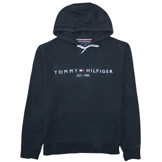 Tommy Hilfiger Men's Black XL Pullover Hoodie with Logo Embroidery