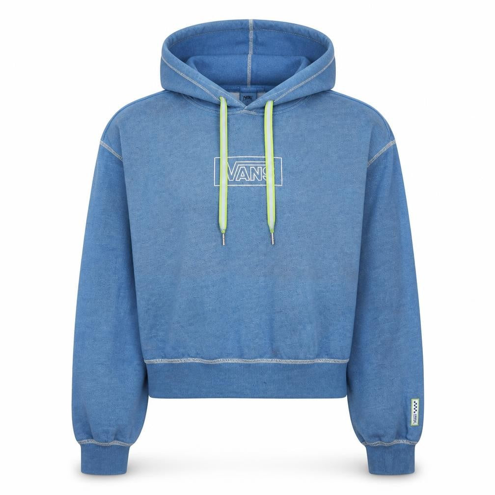 Front view of Vans Women's Blue Medium Pullover Hoodie with Logo Print