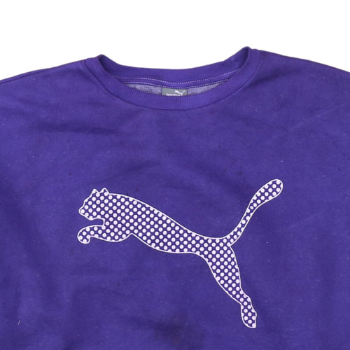 Puma Women’s Purple XL Crew Neck Sweatshirt with Logo Print