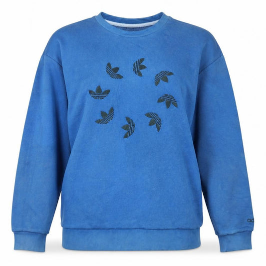 Front view of Adidas Women Blue Crew Neck Pullover Sweatshirt, size 10