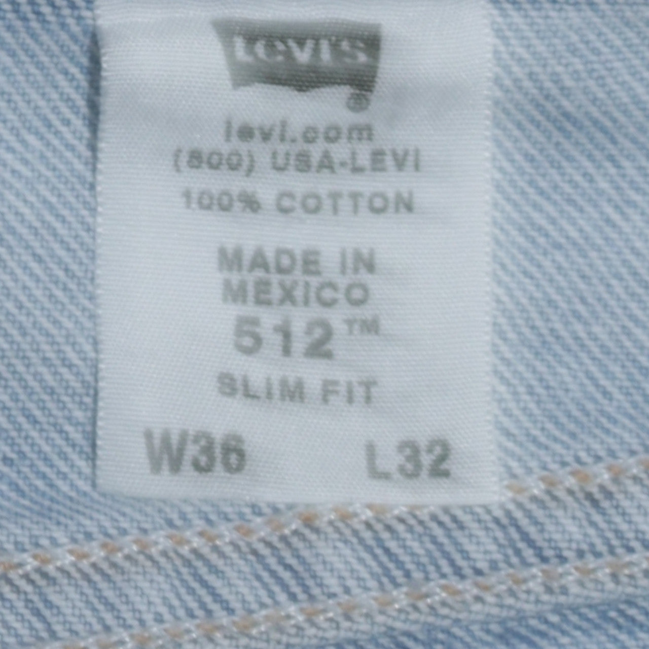 Levi's Men's Blue 512 Slim Fit Light Wash Denim Jeans W36 L32