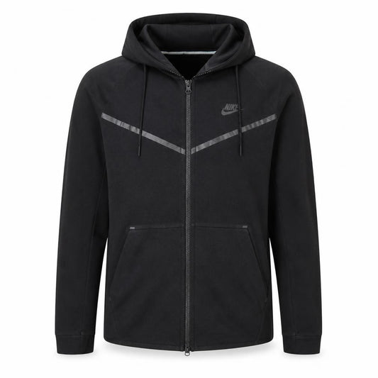 Front view of Nike men’s black full zip hoodie m sportswear fleece jacket
