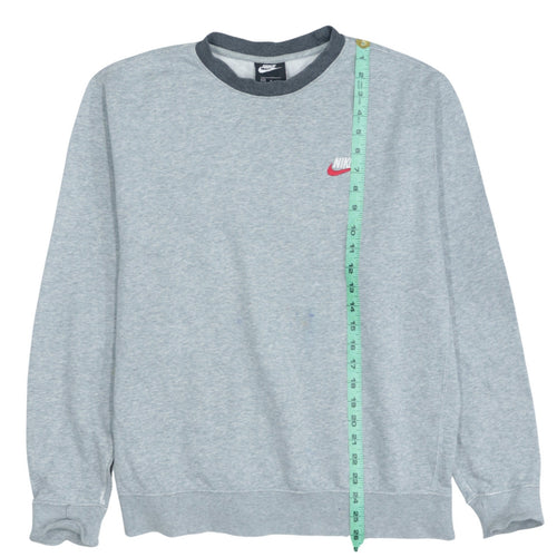 Nike Mens Grey Pullover Sweatshirt M Crew Neck Fleece Logo
