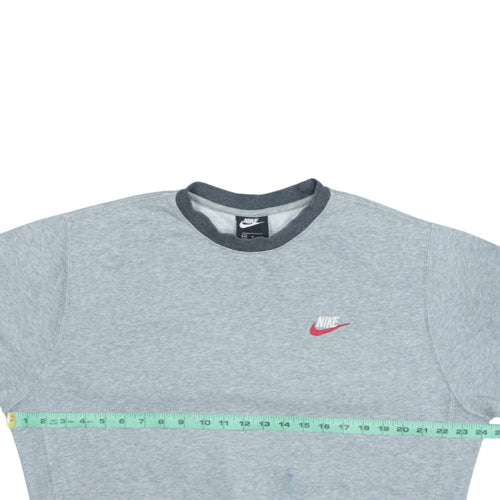 Nike Mens Grey Pullover Sweatshirt M Crew Neck Fleece Logo