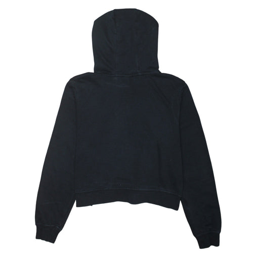 Nike Women Black L Pullover Hoodie Logo Print Cotton Blend Casual