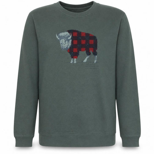 Front view of Columbia Men's Green Animal Print Crew Neck Sweatshirt, size L