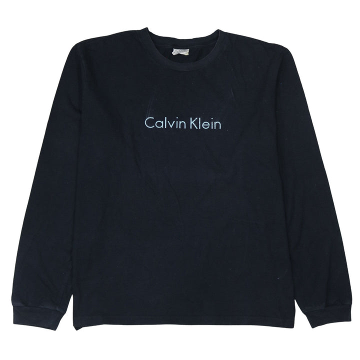 Calvin Klein Men's Black Long Sleeve Cotton Logo Top XL
