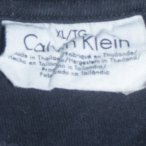 Calvin Klein Men's Black Long Sleeve Cotton Logo Top XL