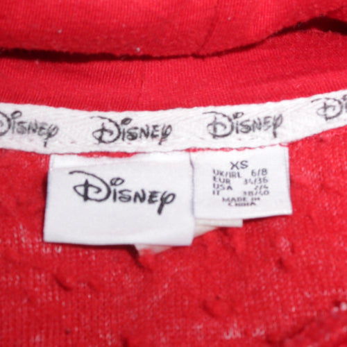 Disney Womens Red Sherpa Pullover Hoodie XS Fleece Warm Casual