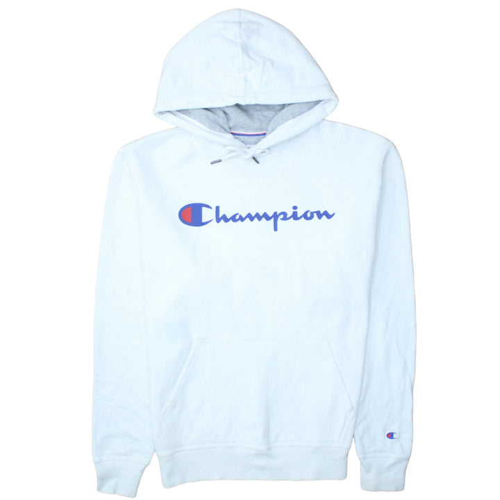 Champion Men's White Pullover Hoodie M Logo Athletic Sweatshirt