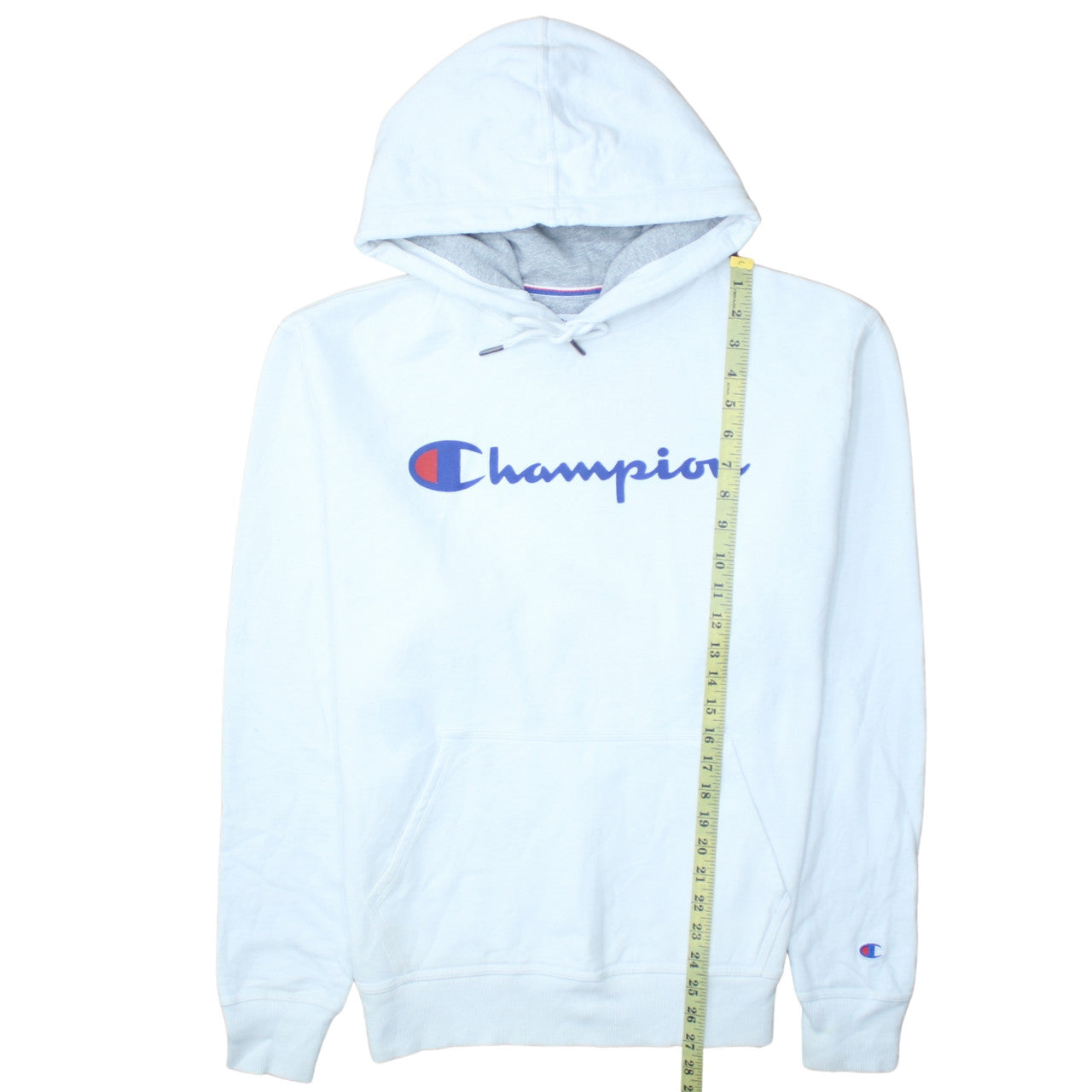 Champion Men's White Pullover Hoodie M Logo Athletic Sweatshirt