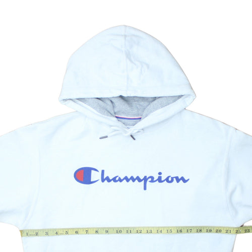 Champion Men's White Pullover Hoodie M Logo Athletic Sweatshirt