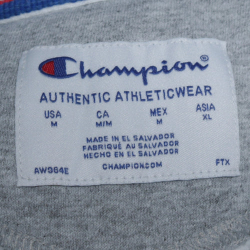 Champion Men's White Pullover Hoodie M Logo Athletic Sweatshirt