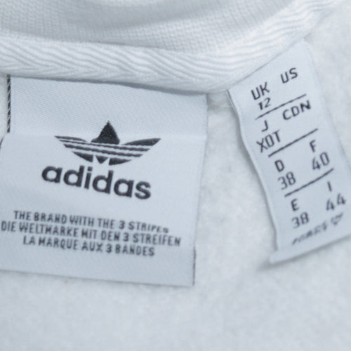 Adidas Womens White Crew Neck Pullover Sweatshirt UK 12
