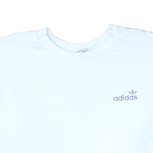 Adidas Womens White Crew Neck Pullover Sweatshirt UK 12
