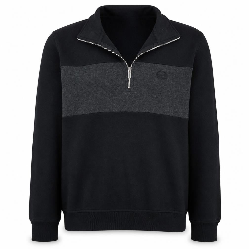 Front view of Burton Menswear Men's Black L 1/2 Zip Pullover Sweatshirt