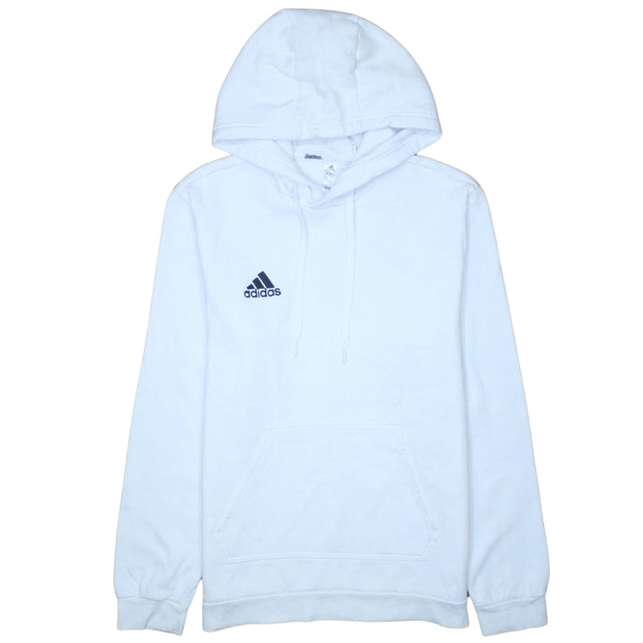 Adidas Mens White Pullover Hoodie Size M Sports Fleece