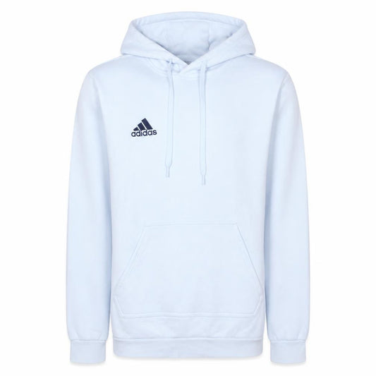 Front view of Adidas men’s white pullover hoodie, size M, sports fleece