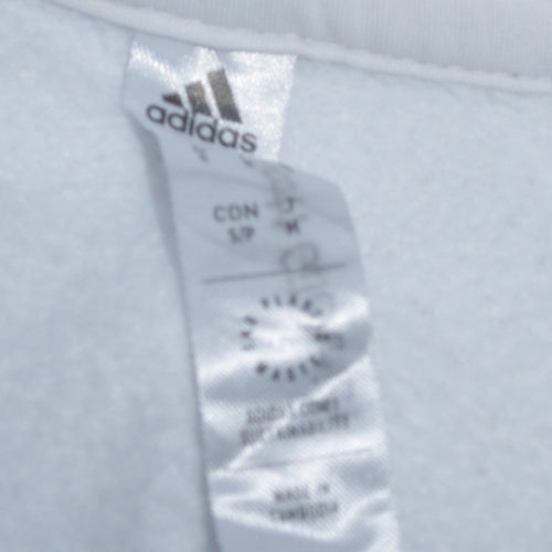 Adidas Mens White Pullover Hoodie Size M Sports Fleece