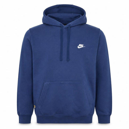 Front view of Nike Men's Blue Pullover Hoodie L Regular Fit Fleece Sportswear