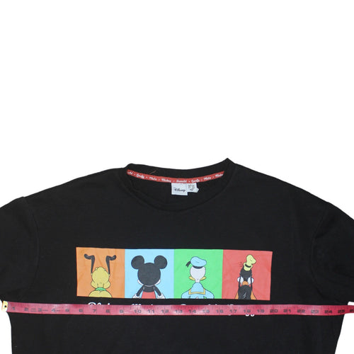 Disney Women Black Graphic Mickey Goofy Donald Pluto Sweatshirt L