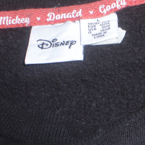 Disney Women Black Graphic Mickey Goofy Donald Pluto Sweatshirt L