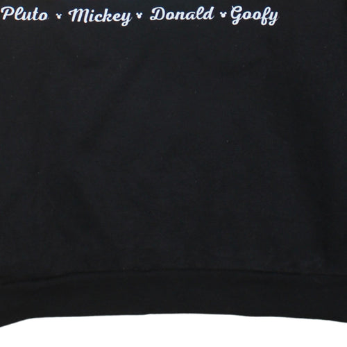 Disney Women Black Graphic Mickey Goofy Donald Pluto Sweatshirt L