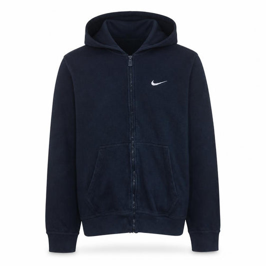 Front view of Nike Men Blue Full Zip Fleece Hoodie L Regular Fit Sportswear