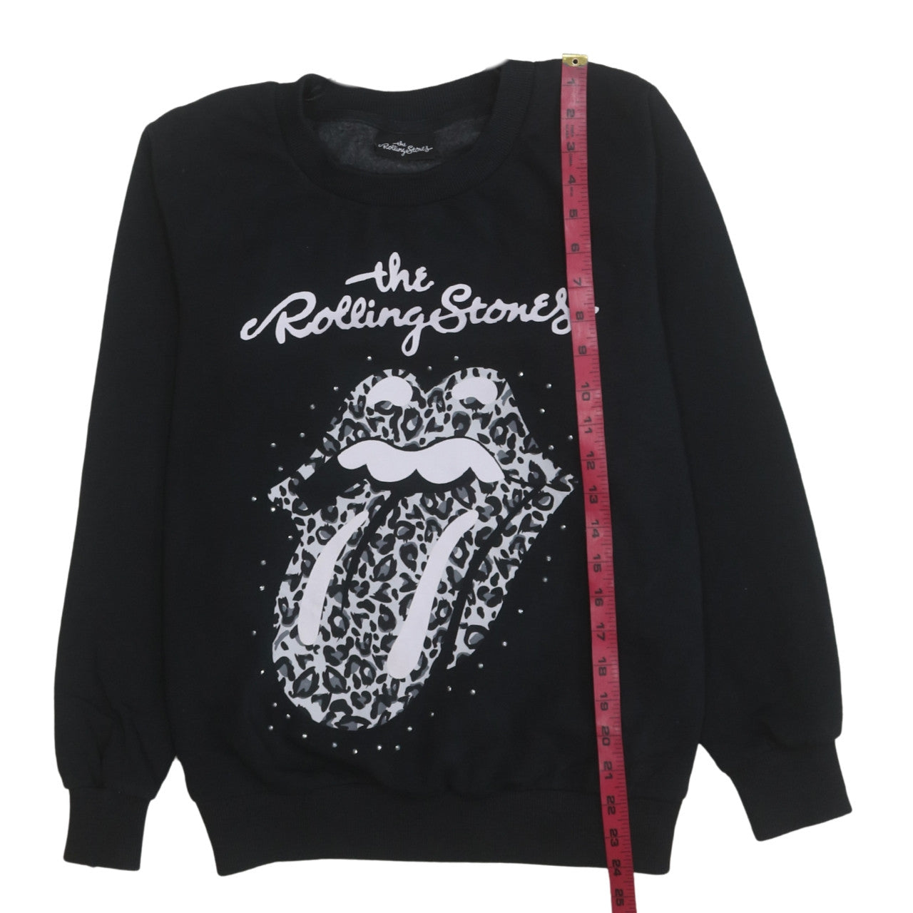 Tu Rolling Stones Women's Black Size 12 Leopard Print Sweatshirt