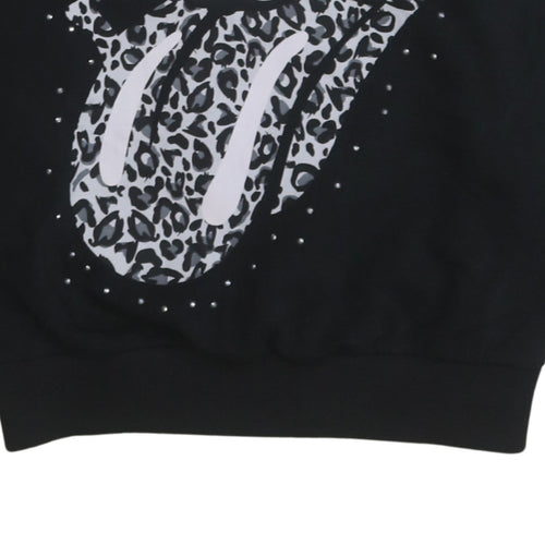 Tu Rolling Stones Women's Black Size 12 Leopard Print Sweatshirt