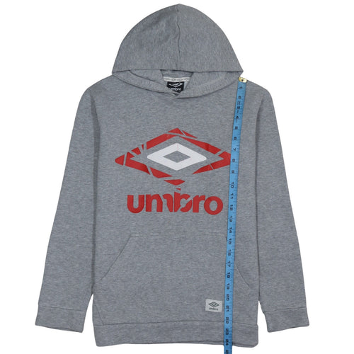 Umbro Men's Grey Pullover Hoodie Small Sports Logo Sweatshirt