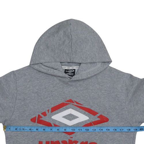 Umbro Men's Grey Pullover Hoodie Small Sports Logo Sweatshirt