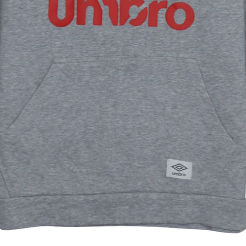 Umbro Men's Grey Pullover Hoodie Small Sports Logo Sweatshirt