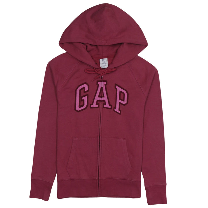 GAP Womens Burgundy Full Zip Hoodie XS Cotton Blend Logo Casual