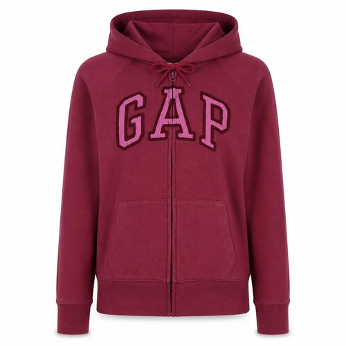 GAP Womens Burgundy Full Zip Hoodie XS Cotton Blend Logo Casual