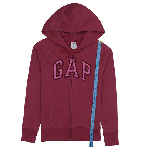GAP Womens Burgundy Full Zip Hoodie XS Cotton Blend Logo Casual