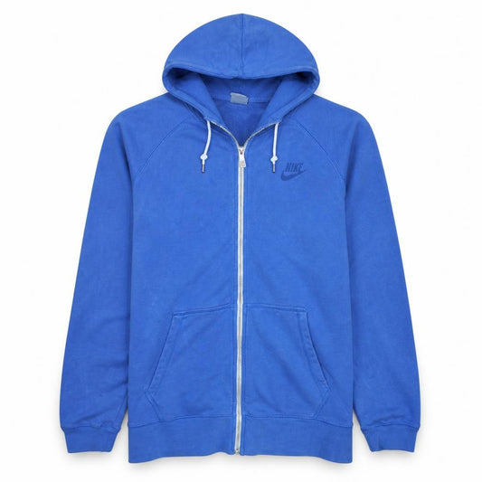 Front view of Nike Men's Blue Full Zip Hoodie Large Cotton Sportswear
