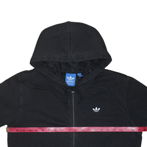 Adidas Originals Mens Black Full Zip Hoodie Size M Hooded Fleece Lined