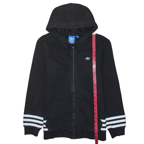Adidas Originals Mens Black Full Zip Hoodie Size M Hooded Fleece Lined